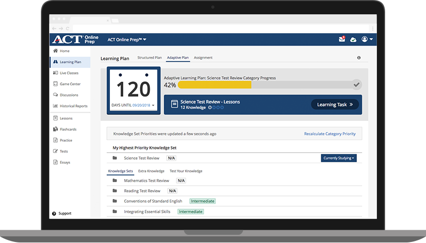 Adaptive Learning on BenchPrep Platform