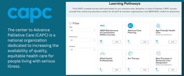 The center to Advance Palliative Care (CAPC) is a national organization dedicated to increasing the availability of quality, equitable health care for people living with serious illness.