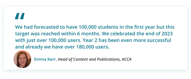 We had forecasted to have 100,000 students in the first year but this target was reached within 6 months.