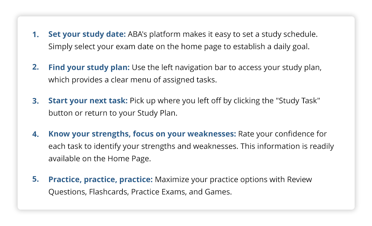 inline - 5 step framework How ABA Created a 5-Step Framework to Better Prepare Candidates for Exam Day